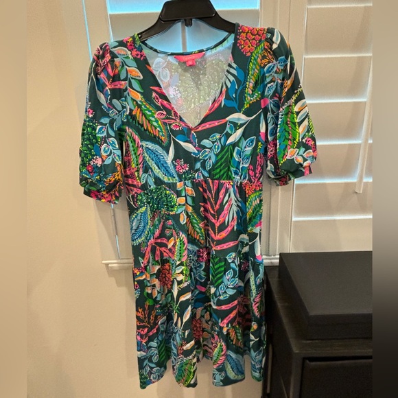 Lilly Pulitzer Chiara Tiered Dress Sunshine Jungle Floral Dress Size Medium - Picture 5 of 16
